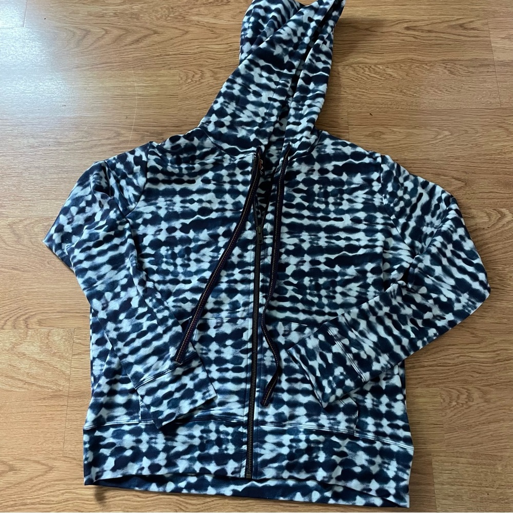 NWOT Johnny Was Blue Tie Dye Zip Up Hoodie Size Medium - Picture 3 of 9